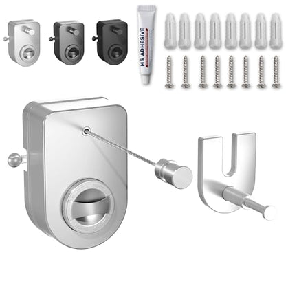 Retractable Clothesline Indoor, Non-Sagging Outdoor Clothes Line Retracting Heavy Duty Clothes Drying Laundry Line Wall Mounted Stainless Steel Line-15.8 Feets (White) - color: White