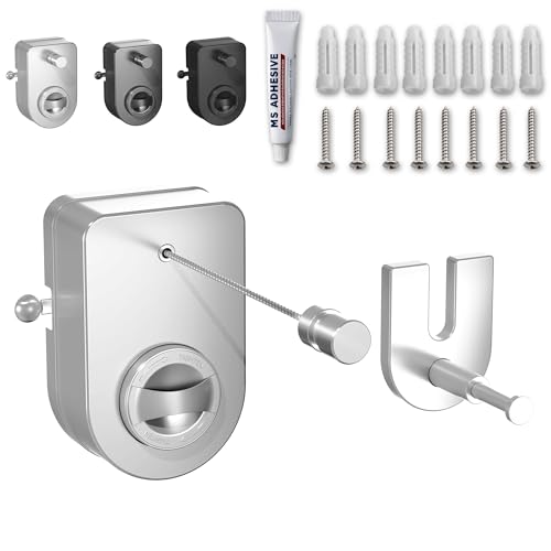 Retractable Clothesline Indoor, Non-Sagging Outdoor Clothes Line Retracting Heavy Duty Clothes Drying Laundry Line Wall Mounted Stainless Steel Line-15.8 Feets (White) - color: White