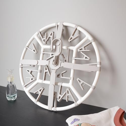 Foshine Clothes Drying Racks Foldable Clip Hangers with 20 Drying Clips - color: Light Grey-circle
