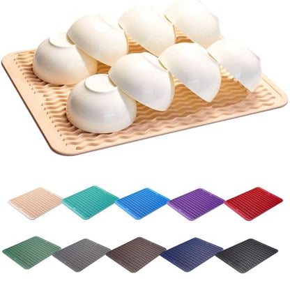 ZLR Silicone Dish Drying Mat for Kitchen Counter, 16"x12", Cassava White - color: Cassava White, size: 16" x 12"