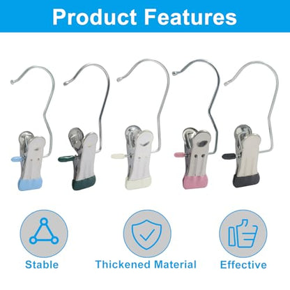 30 Pack Heavy Duty Laundry Hooks, Black, Yellow, Pink, Green, Blue - color: Black,yellow,pink,green,blue