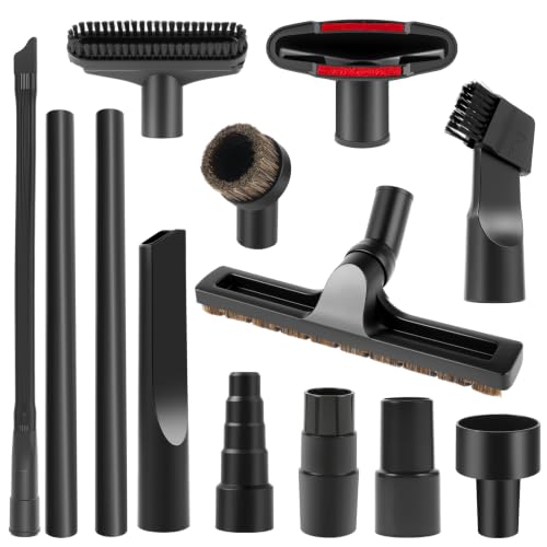 SEVNX Universal Vacuum Attachments Kits for Shop Vac, 2 1/2" to 1 1/4" Vacuum Adapter, 1 7/8" to 1" Hose Adapter Dust Brush Flexible Crevice Extension Wand Tool for Shop Vac Accessories(13 PCS) - color: 13 PCS