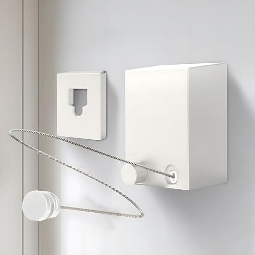 Retractable Clothesline, Clothes Line Retracting Indoor, Retractable Clothesline Indoor, Laundry Line Retractable, Not Sagging, Suitable for Balconies, Courtyards, Laundry Rooms - color: White