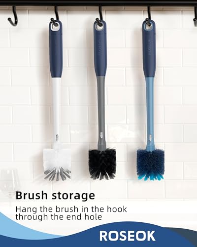 ROSEOK 2 in 1 Bottle Brush with Straw Cleaner Brush, Water Bottle Brush - color: Grayish Blue, size: 1pcs