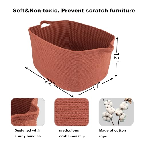 XUANGUO Large Rectangle Woven Cotton Rope Blanket Basket 22"x17"x12" Rustic - color: rustic