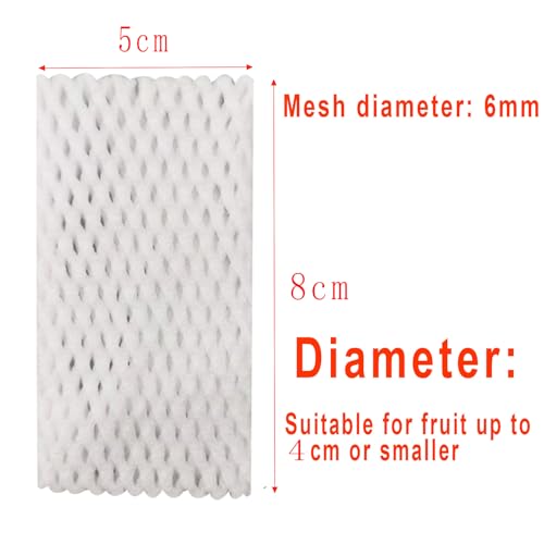 Fruit Protection Mesh Bags Foam Mesh Keep Safe Sleeves for Large Supermarkets, Shops (White 8x5cm-50PCS) - size: White 8x5cm-50PCS