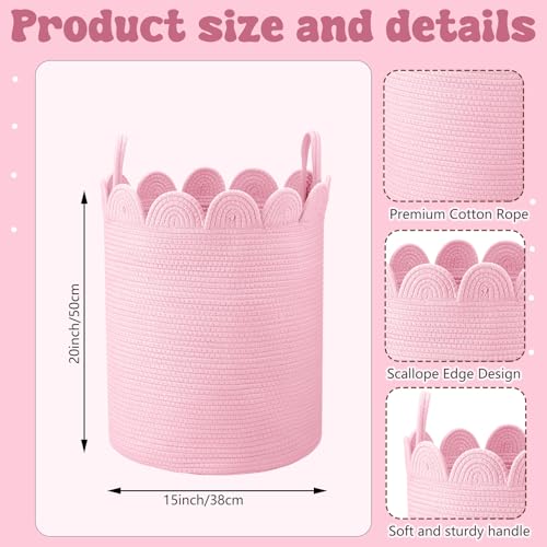 LemonRoad Round Woven Basket Pink, 15" L X 15" W X 20" H - color: Pink, size: 15" L X 15" W X 20" H