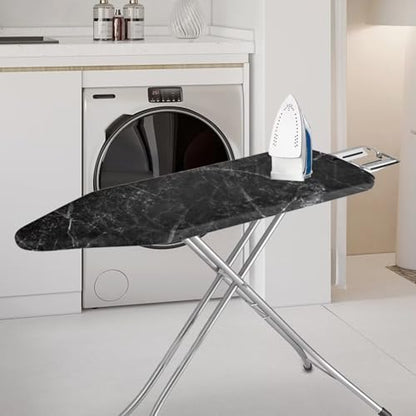 ZDCUSTOM Black Marble Ironing Board Cover and Pad- 52" x 13" Iron Board Cover Standard Ironing Board Cover with Elastic Edge and Hook and Loop Fasteners - color: Black Marble