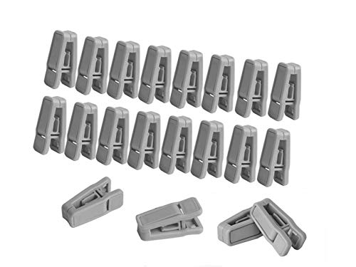 20 Pack Plastic Finger Clips for Hangers,Slim-line Plastic Velvet (Gray)