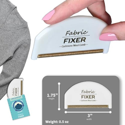 Cashmere Sweater Comb for Pills and Fuzz with Brass Teeth - Manual Fabric Defuzzer Wool Lint Shaver Comb Scraper for Clothing and Delicate Fabrics by Wardrobe Hackers - color: White (Pack of 1)