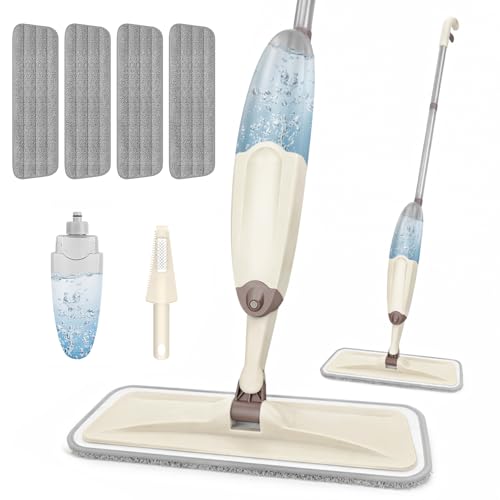 HOMTOYOU Wet Mop for Floor Cleaning: Spray Mop for Multi-Surface Floors - color: Beige