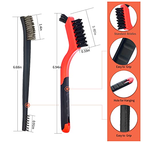 Small Wire Brush Se - 8 Pieces Brass Stainless Steel Nylon Brushes - color: Orange A