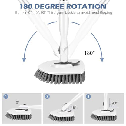 SetSail Tile Tub Floor Scrubber with V-Shaped Grout Brush, White Grey - color: White Grey, size: 2 Pads + V-Shaped Brush