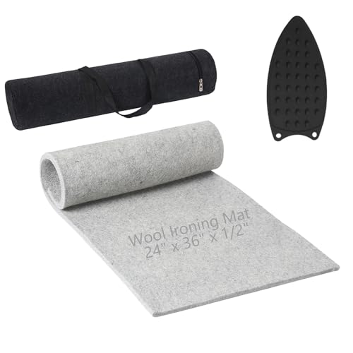 Wool Pressing Mat for Quilting, 24" X 36" Portable Wool Ironing Mat 100% Felted Wool Iron Board for Quilters, Great for Quilting & Sewing Projects - size: 24" x 36"