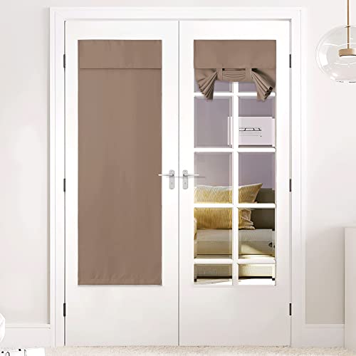 NICETOWN Cappuccino Blackout French Door Curtain Window Cover - color: Cappuccino, size: 26"W x 72"L (Pack of 1)