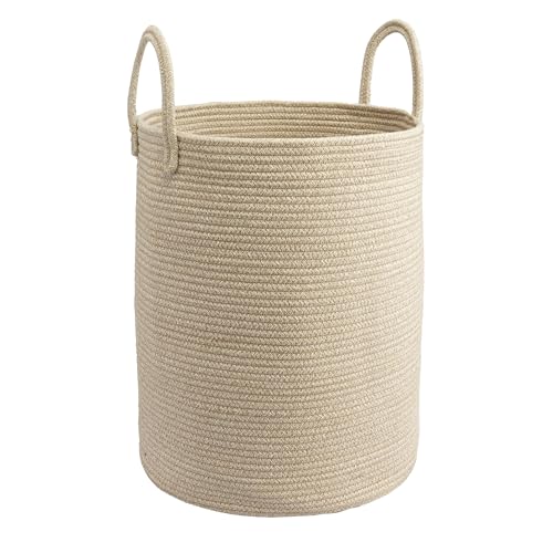 Woven Cotton Rope Laundry Basket, 15" x 20" Laundry Hamper, Oatmeal - color: oatmeal, size: Regular