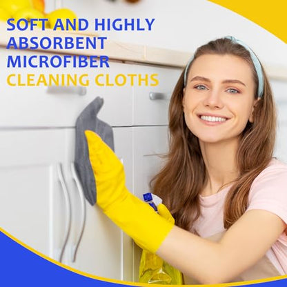 Nuenen Car Microfiber Clean Cloths, Yellow,Gray,Blue, 16 x 16 Inch, 60 Pcs - color: Yellow,gray,blue, size: 16 x 16 inches