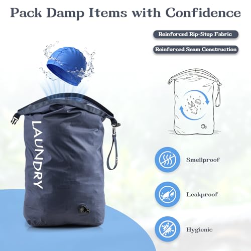 Travel Laundry Bag, Vacuum Compression Dirty Clothes Travel Bag - color: Navy Blue, size: Medium