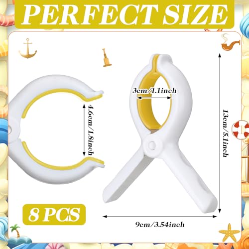 Hushee 8 Pack Pontoon Boat Towel Clips for Rail,Yellow,Single-Claw - color: Yellow, style: Single-claw
