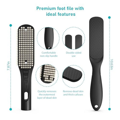 Foot File Pedicure Tool Callus Remover, Durable Foot Scrubber Dead Skin Remover, Professional Toe Cleaning Brush - color: 10.63'' Black