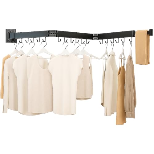Kelisiting Foldable Clothes Drying Rack, 2 Fold Laundry Drying Rack Wall Mount, [No Drilling] Folding & Durable Space Saver for Laundry, Balcony, Bathroom, Patio, Dormitory, Apartment-White - color: Black, size: 3-Fold-Classic