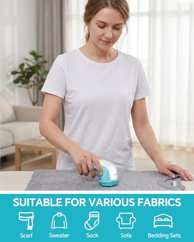 BEAUTURAL Fabric Shaver and Lint Remover, Portable Sweater Defuzzer - color: Tiffany Blue, size: Standard