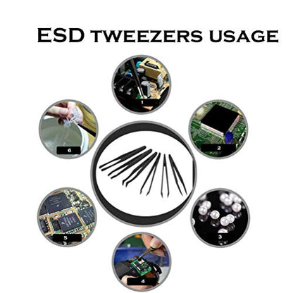 Small Anti Static ESD Safe Cleaning Dust Brush Kit for Phone Computer Keyboard Laptop Screen Camera Lens,ESD Precision Plastic Tweezers Set,Microfiber Cleaning Cloths,Air Blow Cleaner