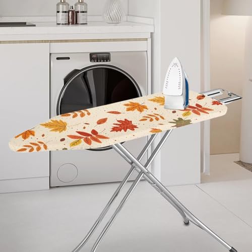 Marple Leaf Ironing Board Cover with Elastic Edge Stain Resistant Iron Board Cover Hook and Loop Fasteners 15x54 Inch Standard Size Pressing Cloth for Ironing - color: Marple Leaf