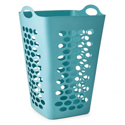 Teal Square Laundry Hamper 2 Bushel, Flexible Plastic Basket - color: Blue-Handle-2 Bushel