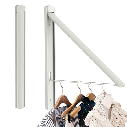 Wall Mounted Clothes Drying Rack, 65LB Folding Laundry Rack,White - color: White-usa
