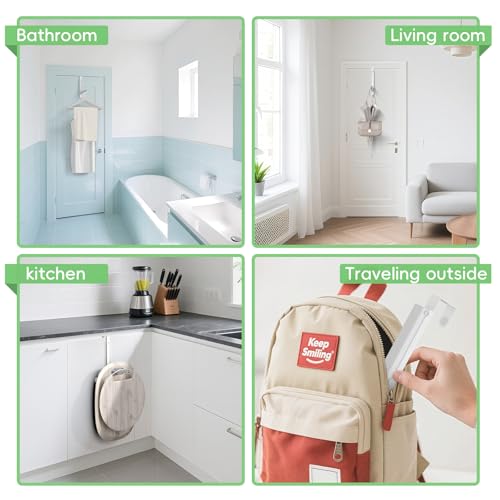 Foldable Over the Door Hooks, Over the Door Hanger for Space Saving - color: White-1(UP)