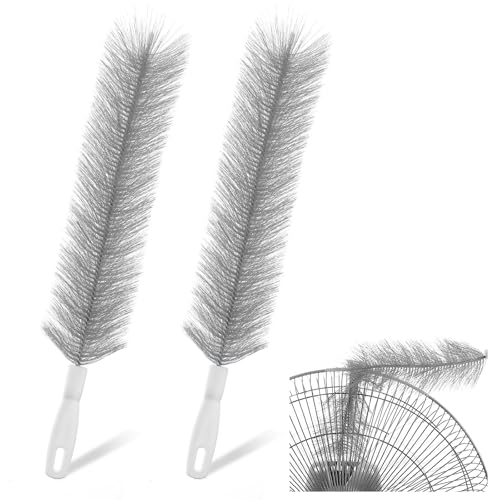 Yuanchu 2 Pcs Fan Cleaner Brushes, Bendable Fan Cleaning Brush Cobweb Duster Set Microfiber Head Washable Brush for Ceiling Fan Air Vents Curtains Cars Box Fan(Grey) - color: Gray