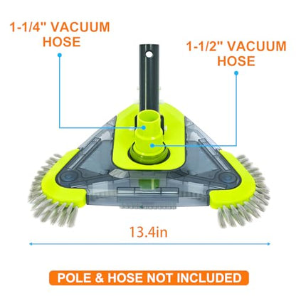 Sepetrel Upgrade Pool Vacuum Head with Side Brush & Universal Rotatable Hose Adapter,Weighted Triangular Shape(Safe for Vinyl Liner Pool)