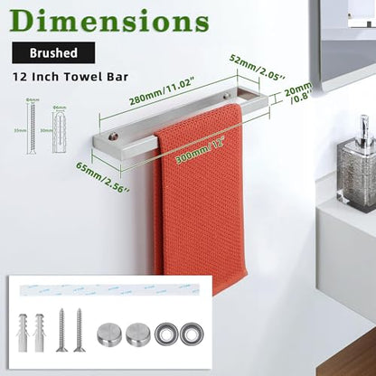 Alise Hand Towel Holder Towel Bar for Bathroom Wall Mounted 12 Inch,Brushed - color: Brushed, size: 12-Inch