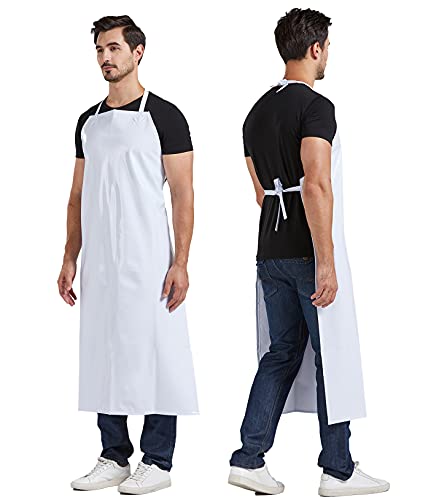 Nanxson Waterproof Rubber Aprons for Butcher Dog Grooming Dishwashing - color: White
