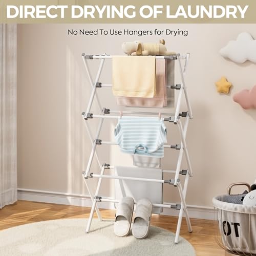 APEXCHASER Extra Large Clothes Drying Rack, 14.57" D × 44.88" H - color: White, size: Small