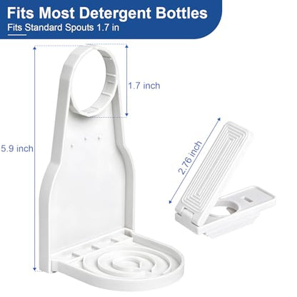 2 Pack Laundry Detergent Dispenser Cup Holder, No-Drip Laundry Detergent Cup Holders and Drip Trays with Easy Press Nozzle Switches, Liquid Detergent Holder for Laundry Room Organization - color: 2 Pack White