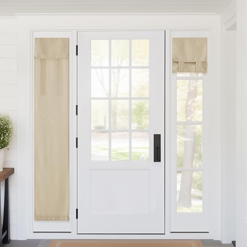 RYB HOME Faux Linen Side French Door Curtain - Privacy Light Filtering Window Curtains for Patio Front Door Sidelight Drapes Tie up Shade, 1 Piece, 12W x 69L Inches,Light Beige - color: Light Beige, size: 12"W x 69"L (Pack of 1)