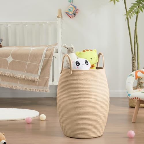 Large Laundry Hamper Basket 65L Woven Blanket Basket, Brown - color: Jute Brown, size: 65L