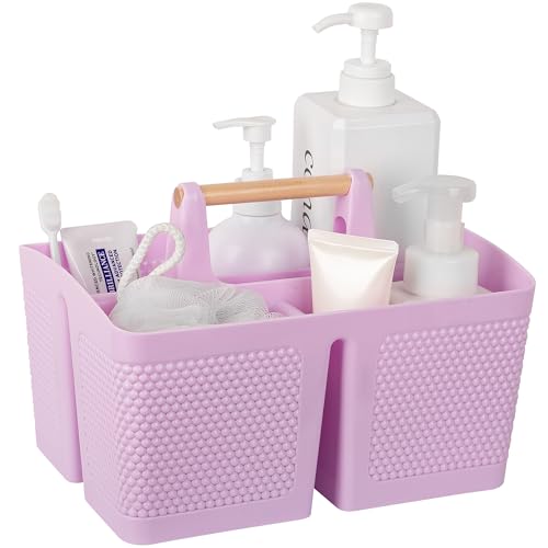 Plastic Shower Caddy, Portable Shower Basket with Handle, Light Purple - color: Light Purple