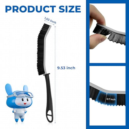Cleangor Crevice Cleaning Brushes, Serrated Cleaner Scrub Brush Tool for Hard to Reach Tight Space, Home Essentials, Cleaning Supplies for Shower, Bathroom, Kitchen, Toilet, Window (6, Black)