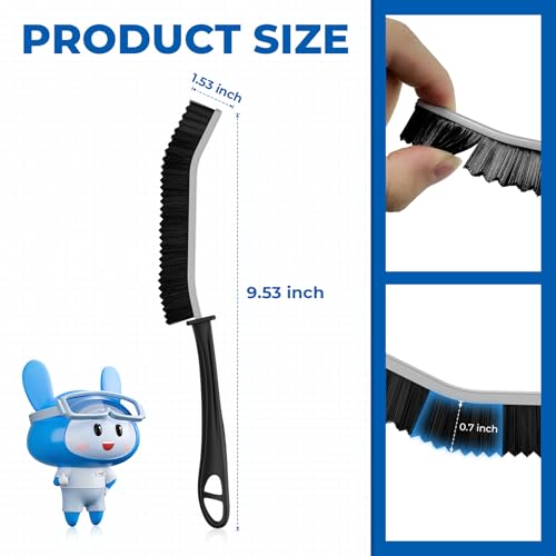 Cleangor Crevice Cleaning Brushes, Serrated Cleaner Scrub Brush Tool for Hard to Reach Tight Space, Home Essentials, Cleaning Supplies for Shower, Bathroom, Kitchen, Toilet, Window (6, Black)