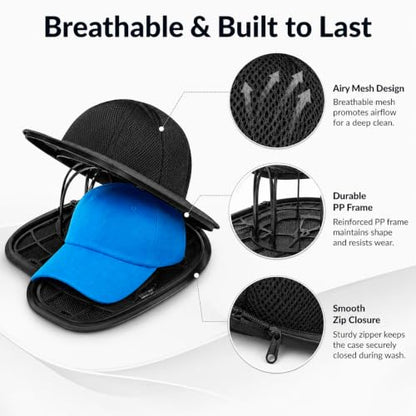 Hat Washer Cage, Multi-Functional Cap Care Bag: Say Goodbye to Flat Brims, Travel-Friendly, Ball Cap Washer Frame for Flat & Curved Hats.2-Pack Black - color: Black, size: 2pcs