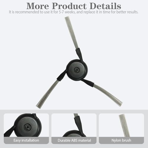 12 PCS Side Brush Replacement Compatible with Dreame X50 Ultra/D20 Pro Plus