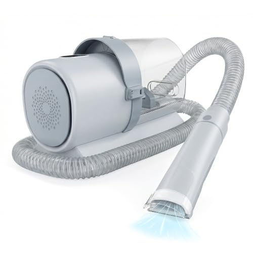 NEWBULIG Pet Grooming Vacuum Kit for Cats and Dogs, 3 Suction Modes - color: Light Grey, size: 13.2"×5.9"×8.1"