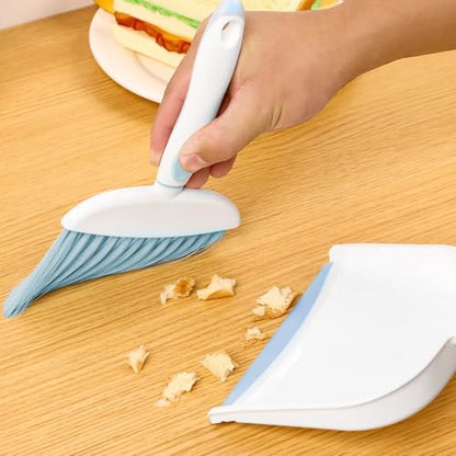 Broom Dustpan Brush Small Dust pan: Small Broom and Dustpan Set Mini Dust pan and Brush Set for Desk, Home, Camping Tent. (Light Blue) - color: Light Blue, size: 1pcs