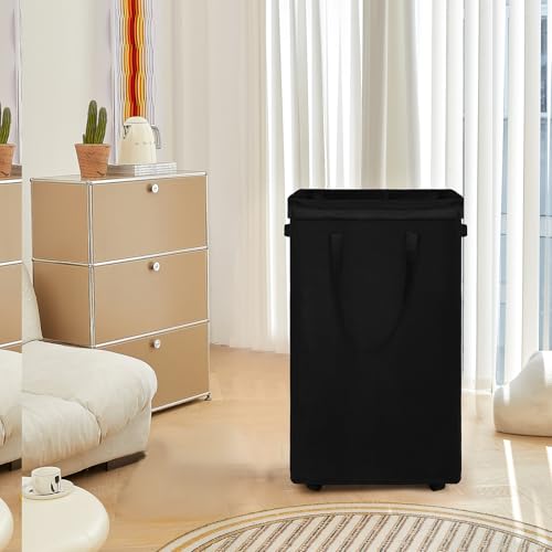 DOKEHOM 90L X-Large Rolling Laundry Basket Hamper on Wheels, Black - color: Black, size: X-Large Pro 29"