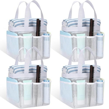 Hillban 4 Pcs Portable Mesh Shower Caddy, White - color: White