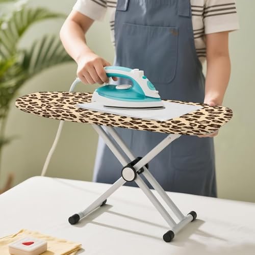 Tabletop Ironing Board Cover with Leopard Print, Elastic Ironing Pad Protective Cover, Resist Scorch & Fade Iron Board Cover for Travel, 14"X24" - color: Brown - Leopard Print