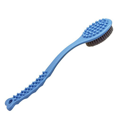 QiCheng&LYS Bath Brush with Long Handle, Handheld Body Massage Brush Shower Back Scrubber-14inch (Blue) - color: Blue